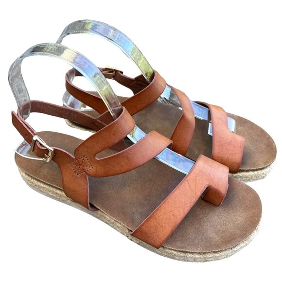 Anthropologie x Patrizia Spring Step LEATHER Kalissa Platform Sandals  Brown 38 - Picture 1 of 6